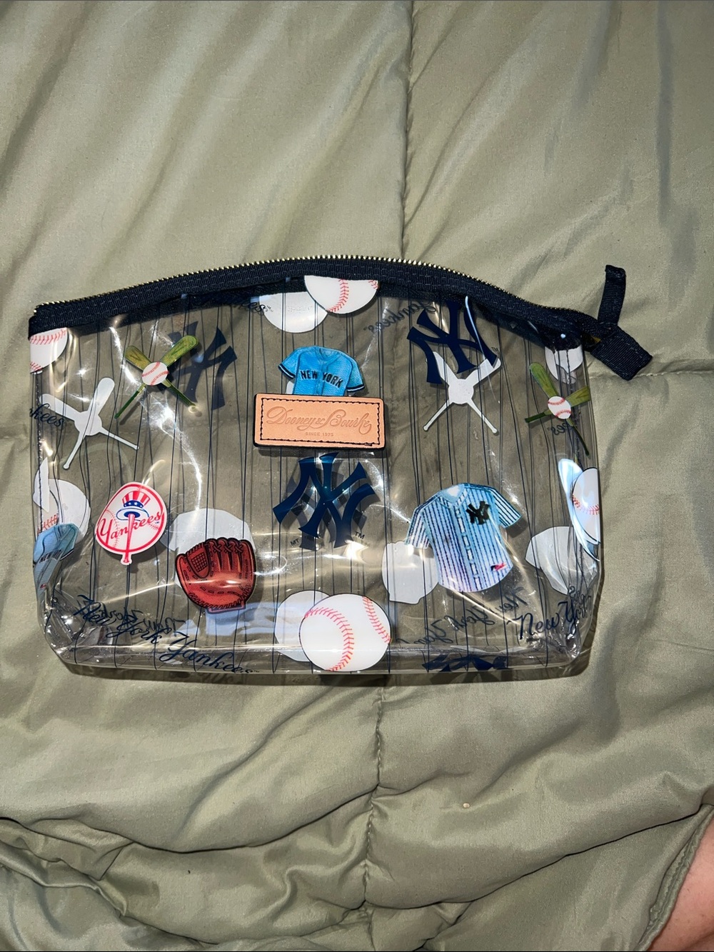 Dooney & Bourke Clear Yankees Baseball Cosmetic Pouch with Navy Trim